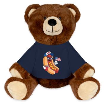  Hotdog Sandwich Lover Independence Day 4th of - MiniFeet® RecycelBär® Braun - French Navy - Vorne