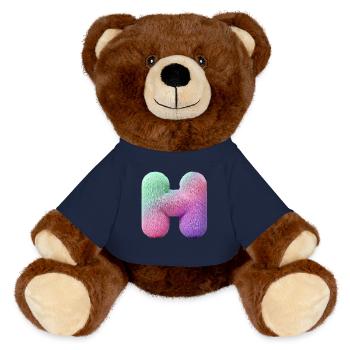 Lettre H en aspect fourrure pastel et dégradé de couleurs - Nounours RecycelBär® marron - bleu marine - Devant