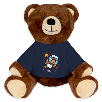 Huhn Hühner Galaxie Universum Astronaut  - MiniFeet® RecycelBär® Braun - French Navy - Vorne
