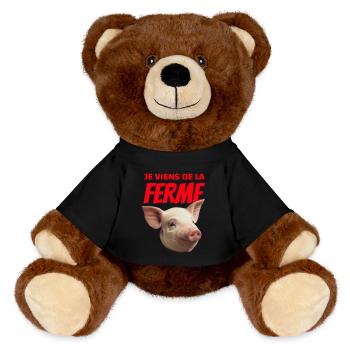Ich komme vom Bauernhof Tête de Cochon - MiniFeet® RecycelBär® Braun - Schwarz - Vorne