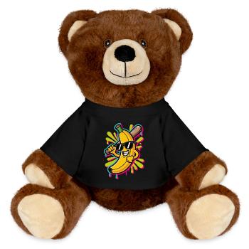 Banana Playing Baseball Cartoon - MiniFeet® RecycelBär® Braun - Schwarz - Vorne