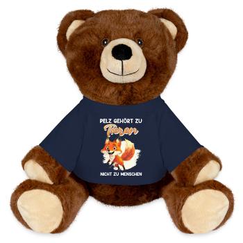 Tierschutz FELL GEHÖRT ZU TIEREN NICHT MENSCHEN - MiniFeet® RecycelBär® Braun - French Navy - Vorne