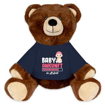 Bald Mama BABY ANKUNFT IN ARBEIT Lustiges - MiniFeet® RecycelBär® Braun - French Navy - Vorne