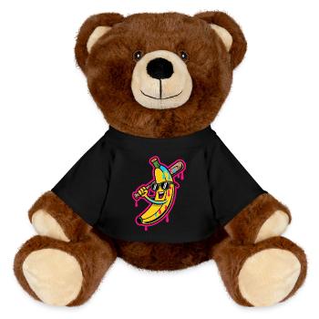Banana Cartoon Baseball Humor - MiniFeet® RecycelBär® Braun - Schwarz - Vorne
