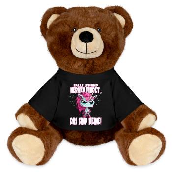 Angry Unicorn Pink Saying - MiniFeet® RecycelBär® Teddy Bear Brown - black - Front