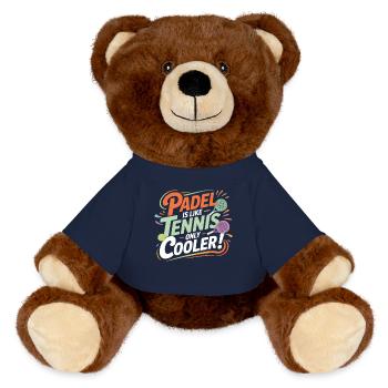 Padelshirt für Sportfans und Tennisliebhaber - MiniFeet® RecycelBär® Braun - French Navy - Vorne