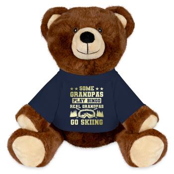 Dicton de ski de grand-père - Nounours RecycelBär® marron - bleu marine - Devant