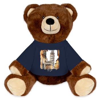 Aquarell von Pisa, Pisa, Italien - MiniFeet® RecycelBär® Braun - French Navy - Vorne