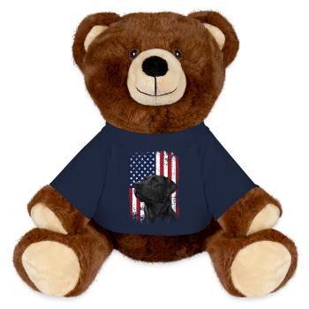 Laboratoire patriotique avec scène de chasse au drapeau américain - Nounours RecycelBär® marron - bleu marine - Devant