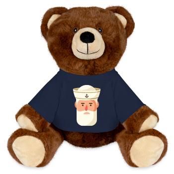 Nautic Design Old Salt Sailor Cartoon - MiniFeet® RecycelBär® Teddy Bear Brown - french navy - Front