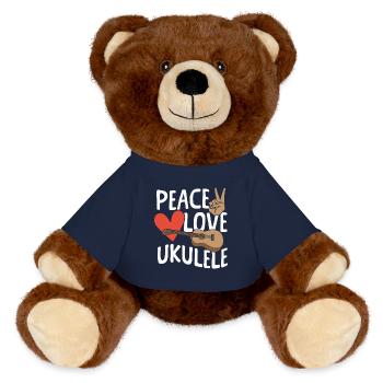 Peace Ukulele Instrument Uke - MiniFeet® RecycelBär® Teddy Bear Brown - french navy - Front