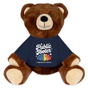 Buntes Poop Kunstwerk - MiniFeet® RecycelBär® Braun - French Navy - Vorne