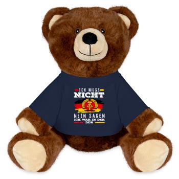 Ossi Spruch DDR Stolz Nein Sagen - MiniFeet® RecycelBär® Braun - French Navy - Vorne