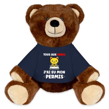 Young Driver, Young Driver, Driver's License - MiniFeet® RecycelBär® Teddy Bear Brown - french navy - Front