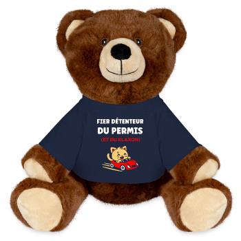 Driver's license humor - MiniFeet® RecycelBär® Teddy Bear Brown - french navy - Front