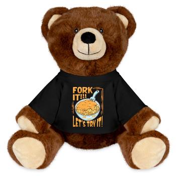 Mac n Cheese Fork It - MiniFeet® RecycelBär® Teddy Bear Brown - black - Front