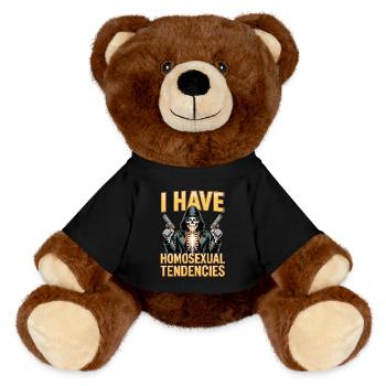 I Have Homosexual Tendencies Unwearable Bootleg - MiniFeet® RecycelBär® Teddy Bear Brown - black - Front