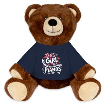 Klavier Spruch Mädchen Lustiges Klavier Geschenk - MiniFeet® RecycelBär® Braun - French Navy - Vorne
