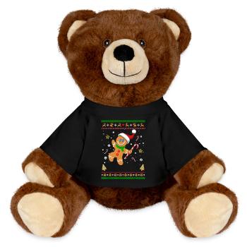 Pull Moche de Noël Gingerbread Man Cadeau Drôle - Nounours RecycelBär® marron - noir - Devant