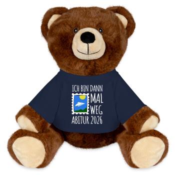 Je serai parti | Abi 26 ans | Cadeau de fin d’études secondaires - Nounours RecycelBär® marron - bleu marine - Devant