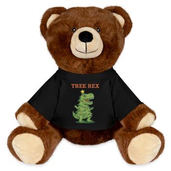 Tree Rex Funny Christmas Family Holiday Design - MiniFeet® RecycelBär® Braun - Schwarz - Vorne