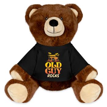 Old Man Rocks Drums - MiniFeet® RecycelBär® Teddy Bear Brown - black - Front