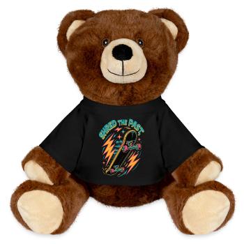 Retro Skateboard „Shred the Past“ Shirt - MiniFeet® RecycelBär® Braun - Schwarz - Vorne