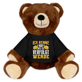 Postbote ICH RENNE NUR WENN ICH VERFOLGT WERDE - MiniFeet® RecycelBär® Braun - Schwarz - Vorne