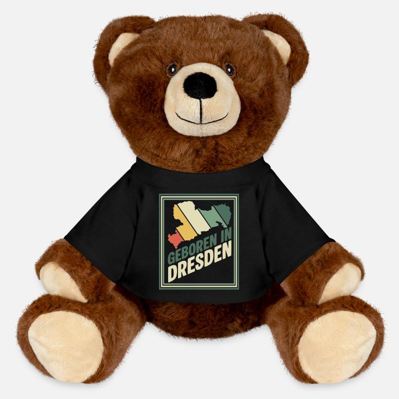 Born in Dresden Retro - MiniFeet® RecycelBär® Teddy Bear Brown - black