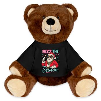 Rizz The Season Santa Claus Weihnachtsmann - MiniFeet® RecycelBär® Braun - Schwarz - Vorne