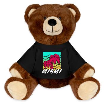 Miami Palmen Neon Gradient - MiniFeet® RecycelBär® Braun - Schwarz - Vorne