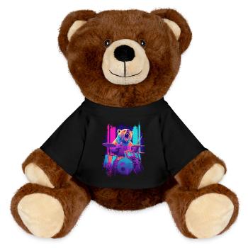 Wild Bear à la batterie - Cadeau du batteur rock - Nounours RecycelBär® marron - noir - Devant