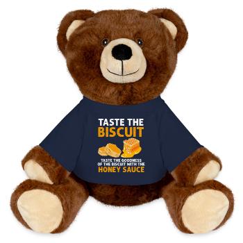 Goûtez le biscuit : sauce au miel - Nounours RecycelBär® marron - bleu marine - Devant
