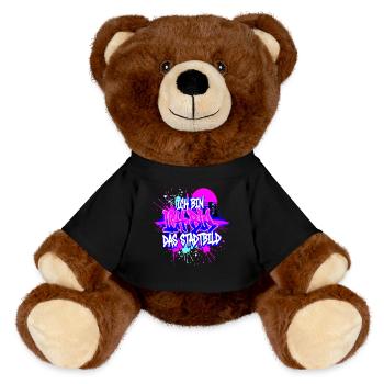 Cityscape - I Am The Cityscape Street Art - MiniFeet® RecycelBär® Teddy Bear Brown - black - Front