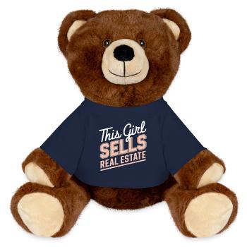 Cette fille vend de l’immobilier - Nounours RecycelBär® marron - bleu marine - Devant