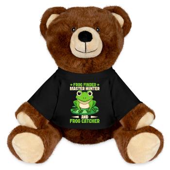 Attrapeur de grenouilles, Chercheur de grenouilles, Maître Chasseur de grenouilles, grenouille - Nounours RecycelBär® marron - noir - Devant