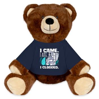 Toilet Clogging Master Funny - MiniFeet® RecycelBär® Teddy Bear Brown - french navy - Front