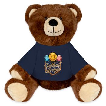 Softball Mode de vie Passion, fierté, énergie pour le joueur - Nounours RecycelBär® marron - bleu marine - Devant