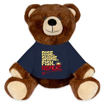 Rise Shine Fish Wiederholung - MiniFeet® RecycelBär® Braun - French Navy - Vorne