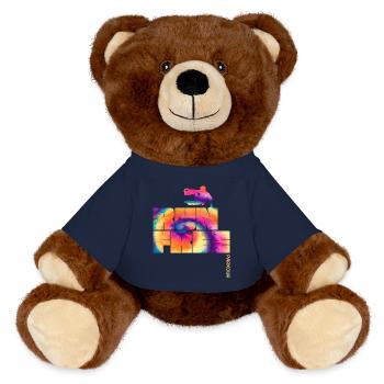 Parkour Run Free  - MiniFeet® RecycelBär® Teddy Bear Brown - french navy - Front