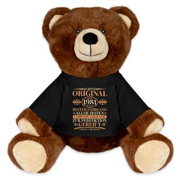 Birthday Vintage 1981 Born Vintage - MiniFeet® RecycelBär® Teddy Bear Brown - black - Front