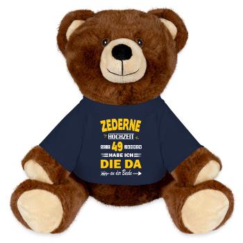 49 Jahre Beziehung Jahrestag Hochzeitstag Zederne - MiniFeet® RecycelBär® Braun - French Navy - Vorne