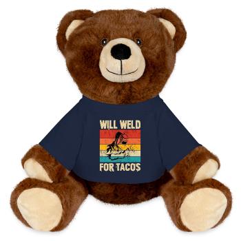 Schweißer Spruch Geschenke Für Metallbauer  - MiniFeet® RecycelBär® Braun - French Navy - Vorne
