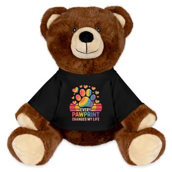 Every Pawprint Changes My Life Rainbow Paw - MiniFeet® RecycelBär® Teddy Bear Brown - black - Front