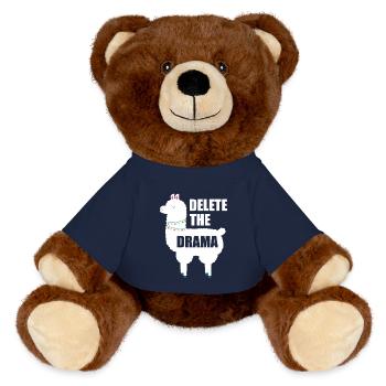 Delete the Drama: Minimalist Slogan Shirt - MiniFeet® RecycelBär® Teddy Bear Brown - french navy - Front