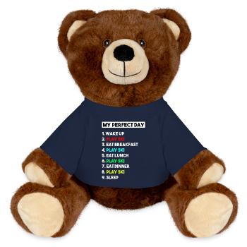 Liste des sports d’hiver drôles pour ma journée parfaite au ski - Nounours RecycelBär® marron - bleu marine - Devant