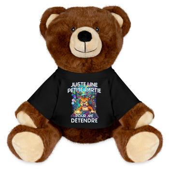 Gamer humour jeux vidéo console gaming chat énervé - Nounours RecycelBär® marron - noir - Devant