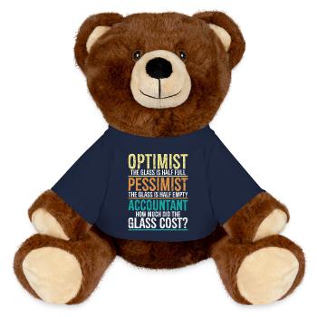 optimiste Le verre est à moitié plein pessimiste - Nounours RecycelBär® marron - bleu marine - Devant