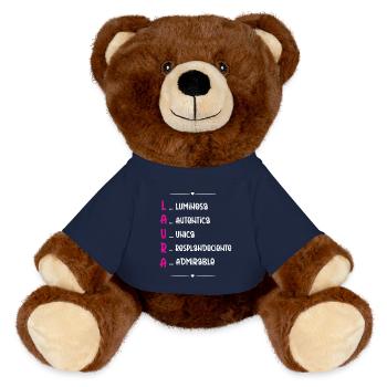 Laura: Personalisierter Name - MiniFeet® RecycelBär® Braun - French Navy - Vorne