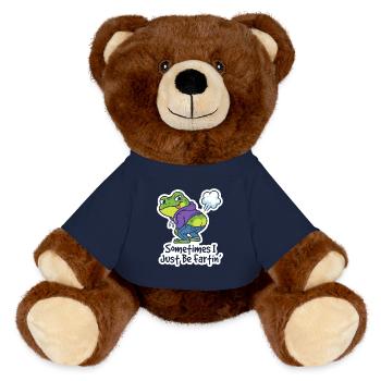 Kicherfrosch Hoodie Spruch - MiniFeet® RecycelBär® Braun - French Navy - Vorne